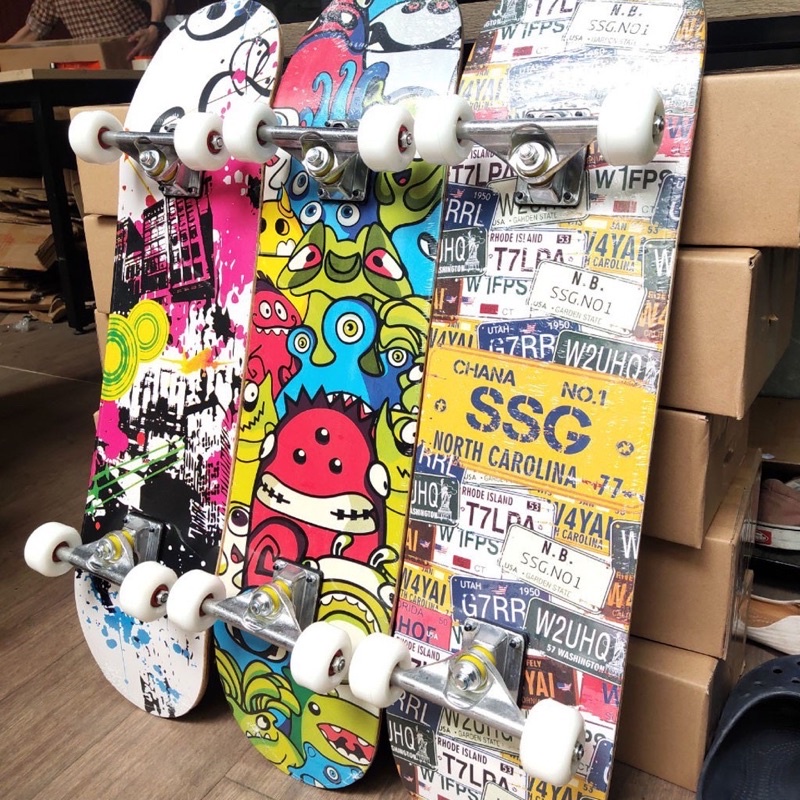 Ván Trượt Thể Thao, Skateboard Chính Hãng, Gỗ Phong Ép 7 Lớp, Mặt Nhám Chống Trơn Trượt