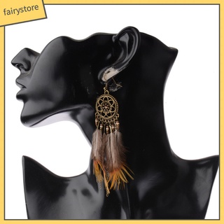 Bông tai lông vũ hình dreamcatcher