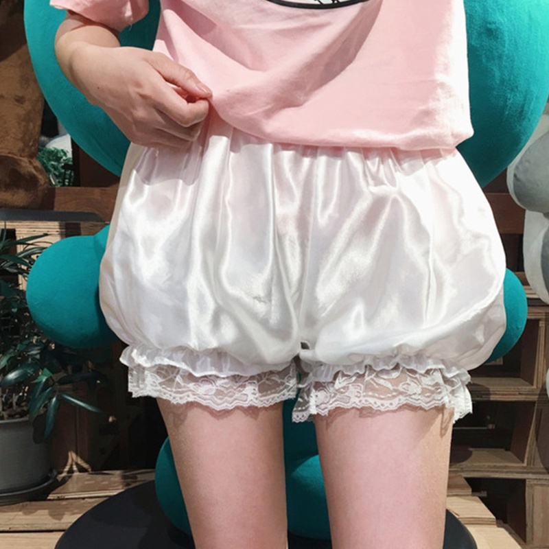 Xixi Quần Short Dáng Rộng Viền Ren Màu Trơn Phong Cách Gothic Cổ Điển Cho Nữ