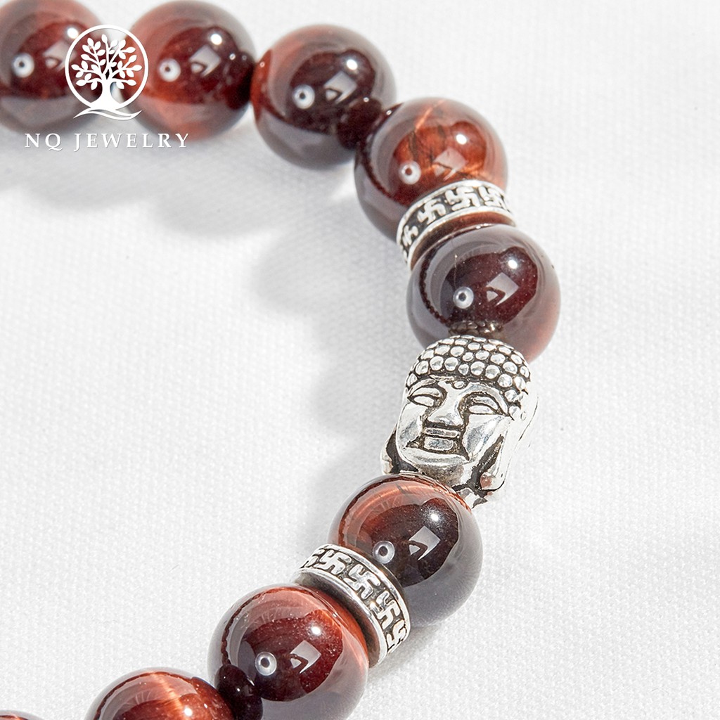 Vòng đá thiên nhiên phối charm phật bạc - NQ Jewelry