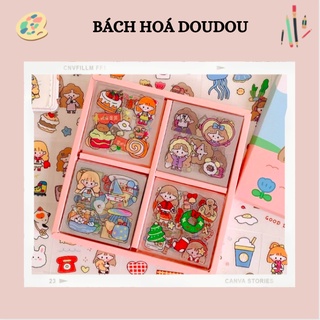 Sticker lẻ cute, dễ thương trang trí sổ tay nhiều mẫu cô gái dễ thương