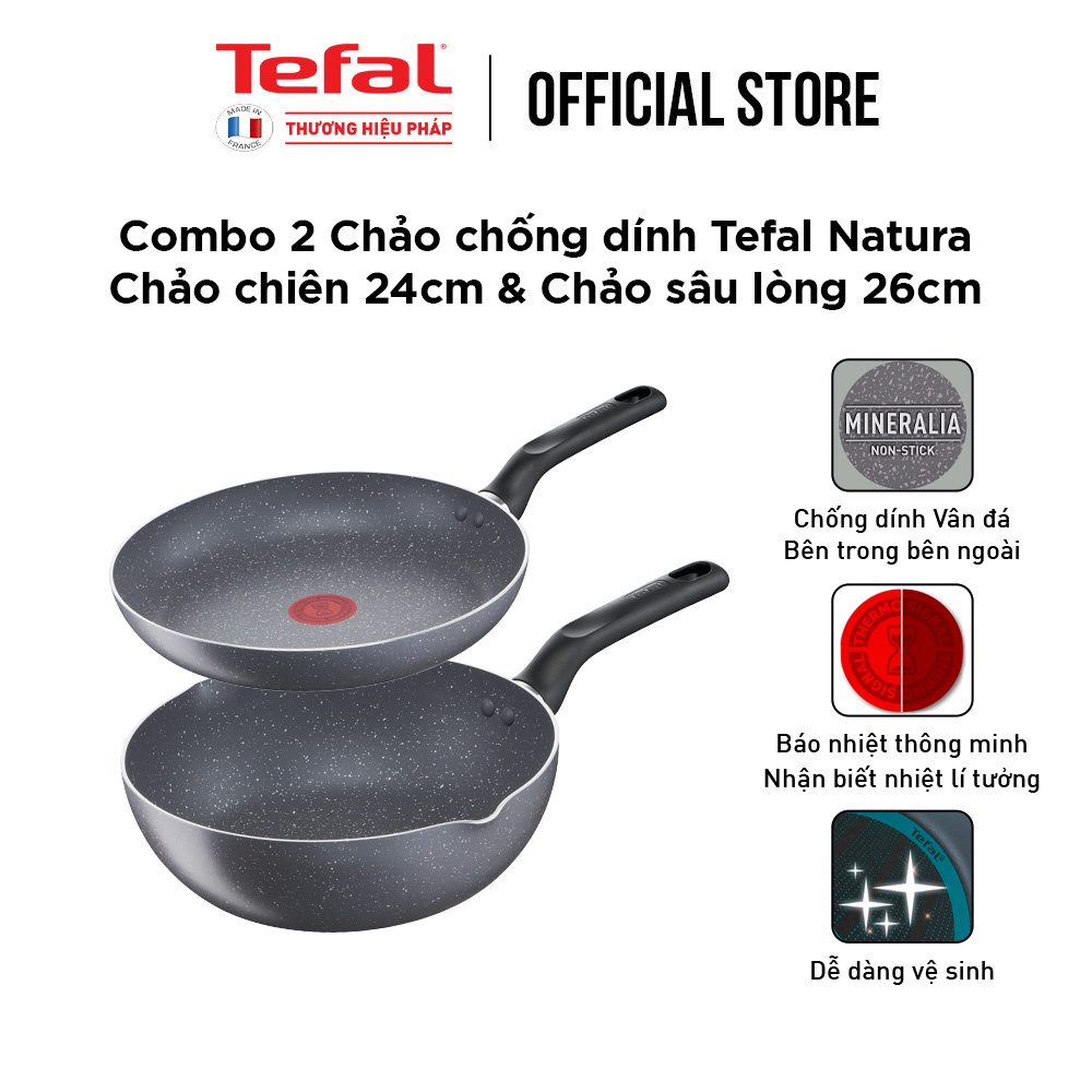 Bộ 2 Chảo chiên, Chảo sâu lồng Tefal Natura 24 FP-26 DFP