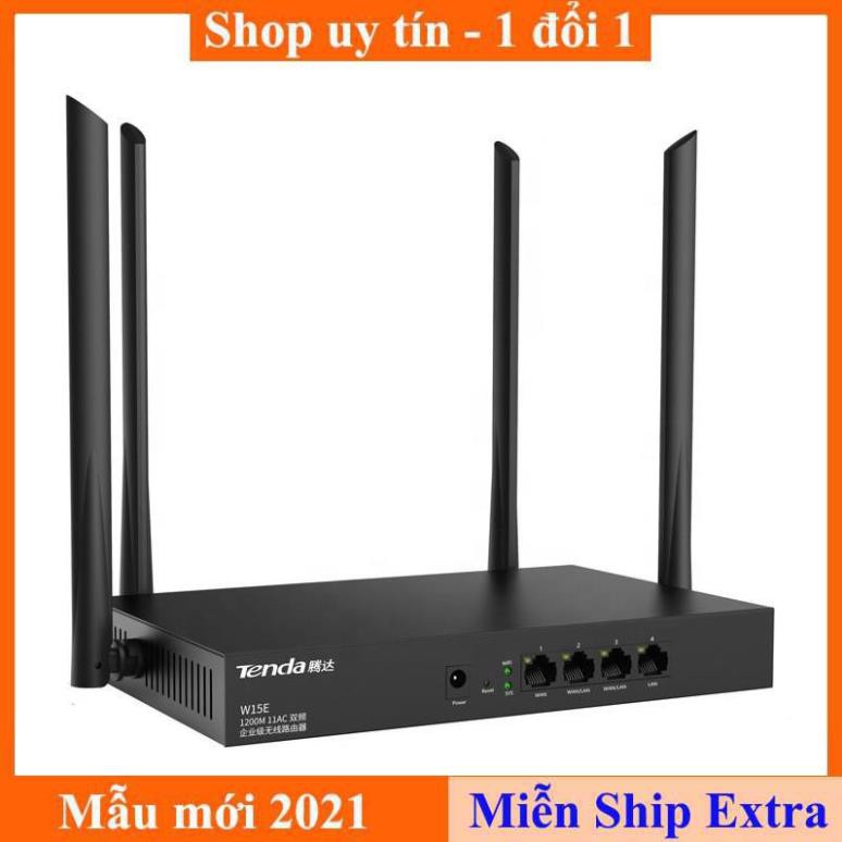 [ Xả kho tết] Bộ phát WIFI Tenda w15e ac1200Mps doanh nghiệp 50 user - vùng phủ sóng 300m2 4 ăn ten phát sóng cực mạnh