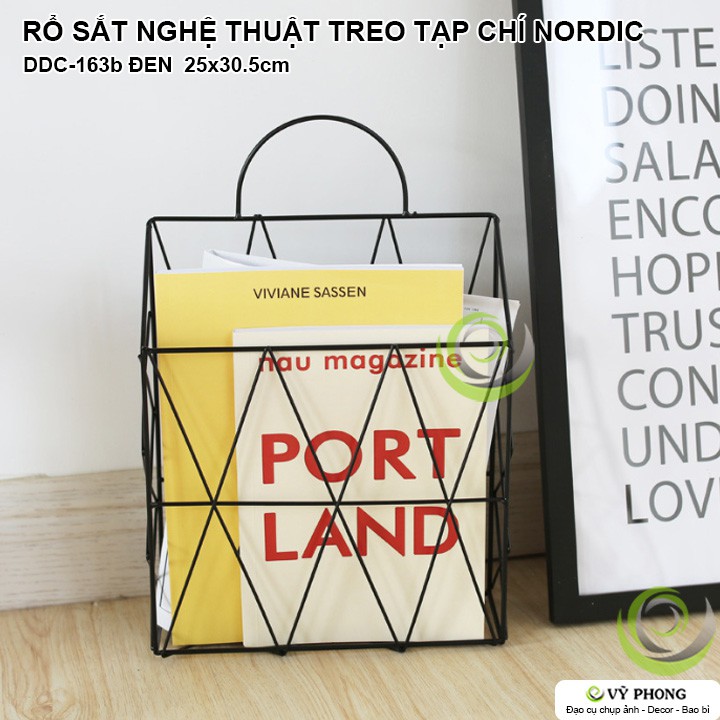 RỔ SẮT NGHỆ THUẬT TREO TẠP CHÍ PHONG CÁCH NORDIC DECOR TRANG TRÍ ĐẠO CỤ CHỤP ẢNH SẢN PHẨM INS DDC-163a,b