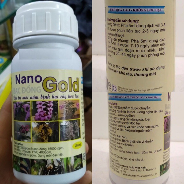 NANO GOLD BẠC ĐỒNG 250ML - CHẾ PHẨM DIỆT NẤM BỆNH CÂY HOA LAN, HOA HỒNG, MAI - [ Sỉ Lẻ ]