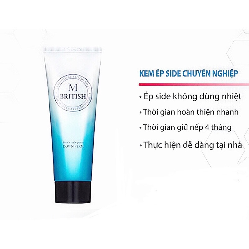 Ép tóc mai (ép side) chuyên nghiệp cho Nam BRITISH M Men's Style Down Perm 200g - Hàng Chính Hãng
