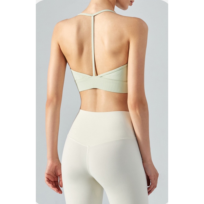 Áo ngực thể thao yoga AIRACTIVE LEISURE phía sau dây chữ T gân sọc dành cho nữ