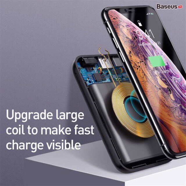 Pin sạc dự phòng không dây baseus kiêm sạc nhanh PD3.0 + QC3.0 dung lượng 10000mah ♥️♥️