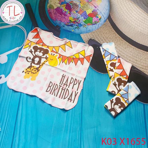 Khăn sữa cho bé - Set khăn sữa Happy Birthday - Đồ dùng cho bé