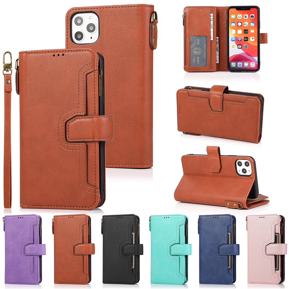 Bao Da PU Nắp Gập Từ Tính Kiểu Ví Kèm Ngăn Đựng Thẻ & Giá Đỡ Chống Sốc Cho iphone 11 pro MAX XS MAX XR X SE 2022