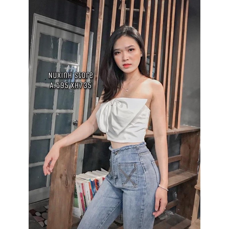 Áo ống croptop phối nơ ngực | WebRaoVat - webraovat.net.vn