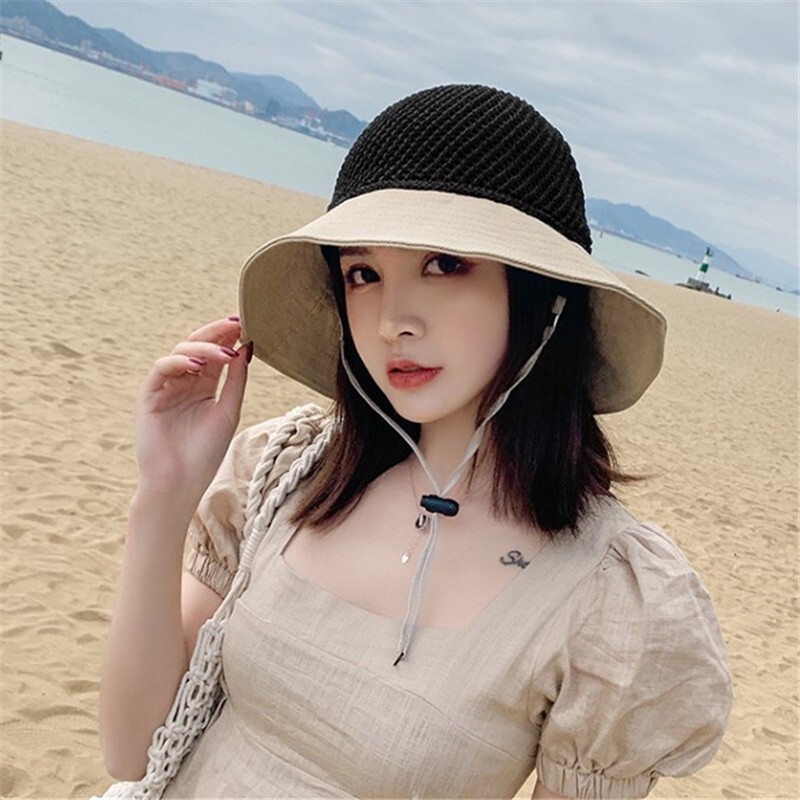 Mũ, nón vải che nắng, đội đầu đi biển, du lịch mùa hè 2021 có nơ xinh xắn, thoáng khí phong cách Hàn Quốc