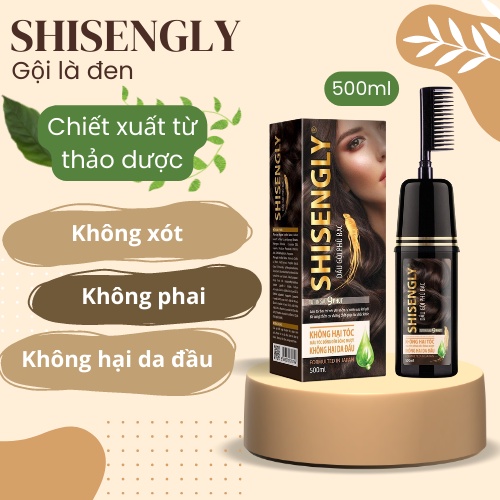 Dầu Gội Phủ Bạc - Phủ Đen SHISENGLY Cao Cấp 500ml Giảm Rụng Tóc, Giúp Tóc Chắc Khỏe - Tặng Quây Gội Đầu