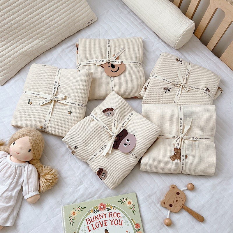 Chăn Cotton Mềm Mại Thêu Họa Tiết Hoạt Hình Dễ Thương Cho Bé Sơ Sinh