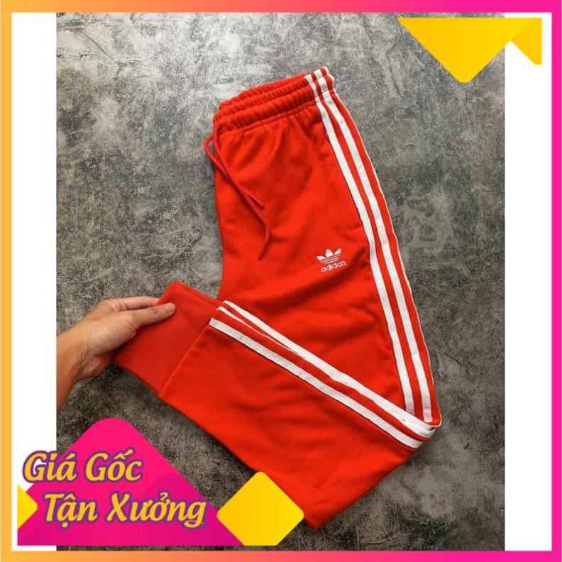 [SIÊU KHỦNG] ⚡️FREE SHIP⚡️ Quần nỉ Adidas Cuffed Track Pants màu đỏ sọc trắng XUẤT DƯ FULL TEM TAG 2021