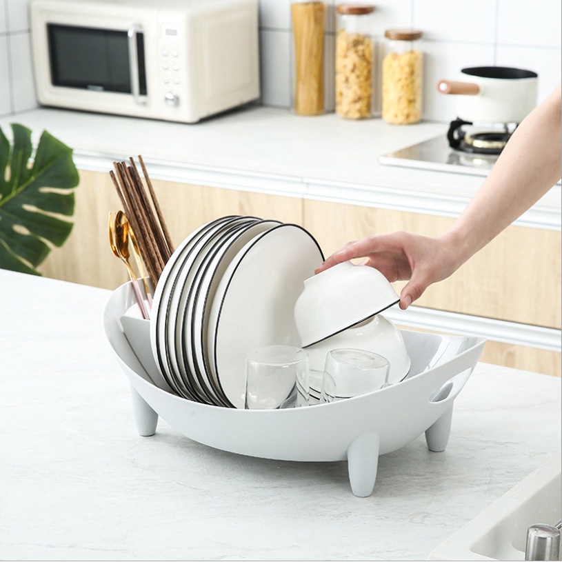 Giá Úp Chén Dĩa Cốc Đũa Muỗng Ráo Nước, Tiện Dụng Cho Nhà Bếp (oval)