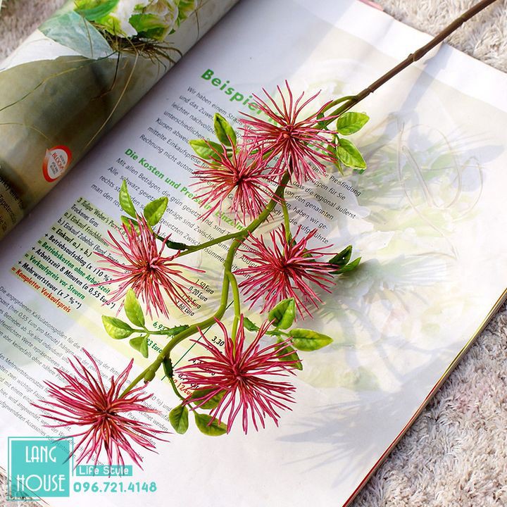 Hoa Giả Hoa Lụa - CÀNH HOA GAI BIỂN CAO CẤP - 1 Cành 5 Bông