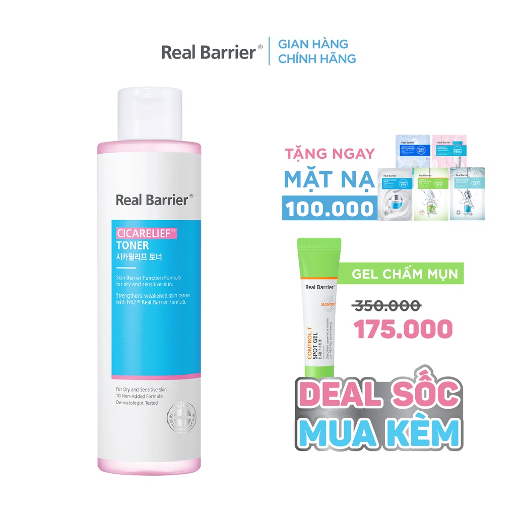 Nước cân bằng làm dịu và dưỡng ẩm REAL BARRIER Cicarelief Toner 190ml