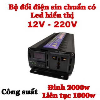 [Mã ELHA22 giảm 5% đơn 300K] Bộ đổi điện sin chuẩn 2000w 12v sang 220v Led hiển thị - ZX 12V-2000W Led