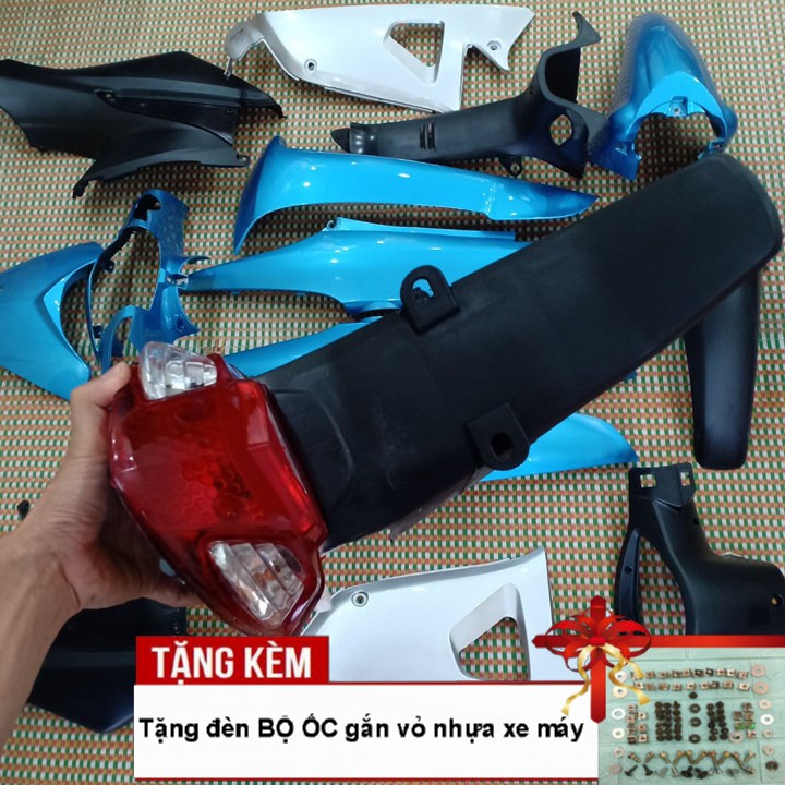 Dàn áo Loại Phanh Cơ - Khóa Vuông  xe Wave RS , Wave Alpha 100 đời 2006 đến 2016 Màu Xanh ngọc