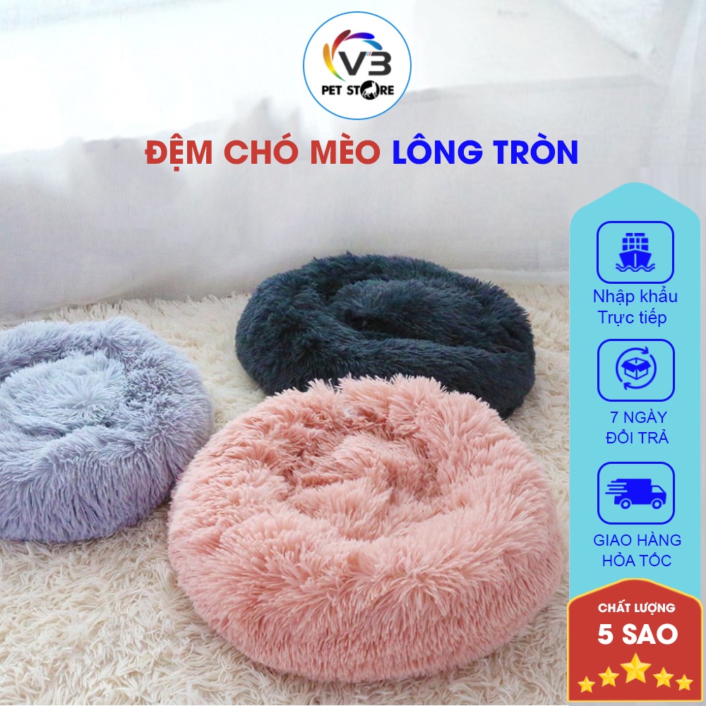 Đệm Nằm Cho Chó, Đệm Cho Chó Loại Lông Tròn Êm Ấm