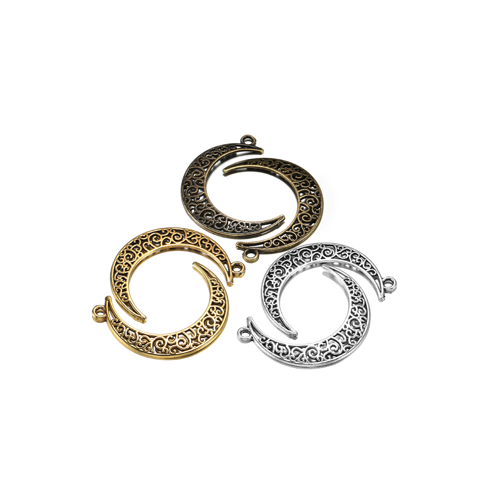 Set 10 mặt dây chuyền ST.KUNKKA DIY kiểu mặt trăng khoét lỗ thời trang 30x40mm