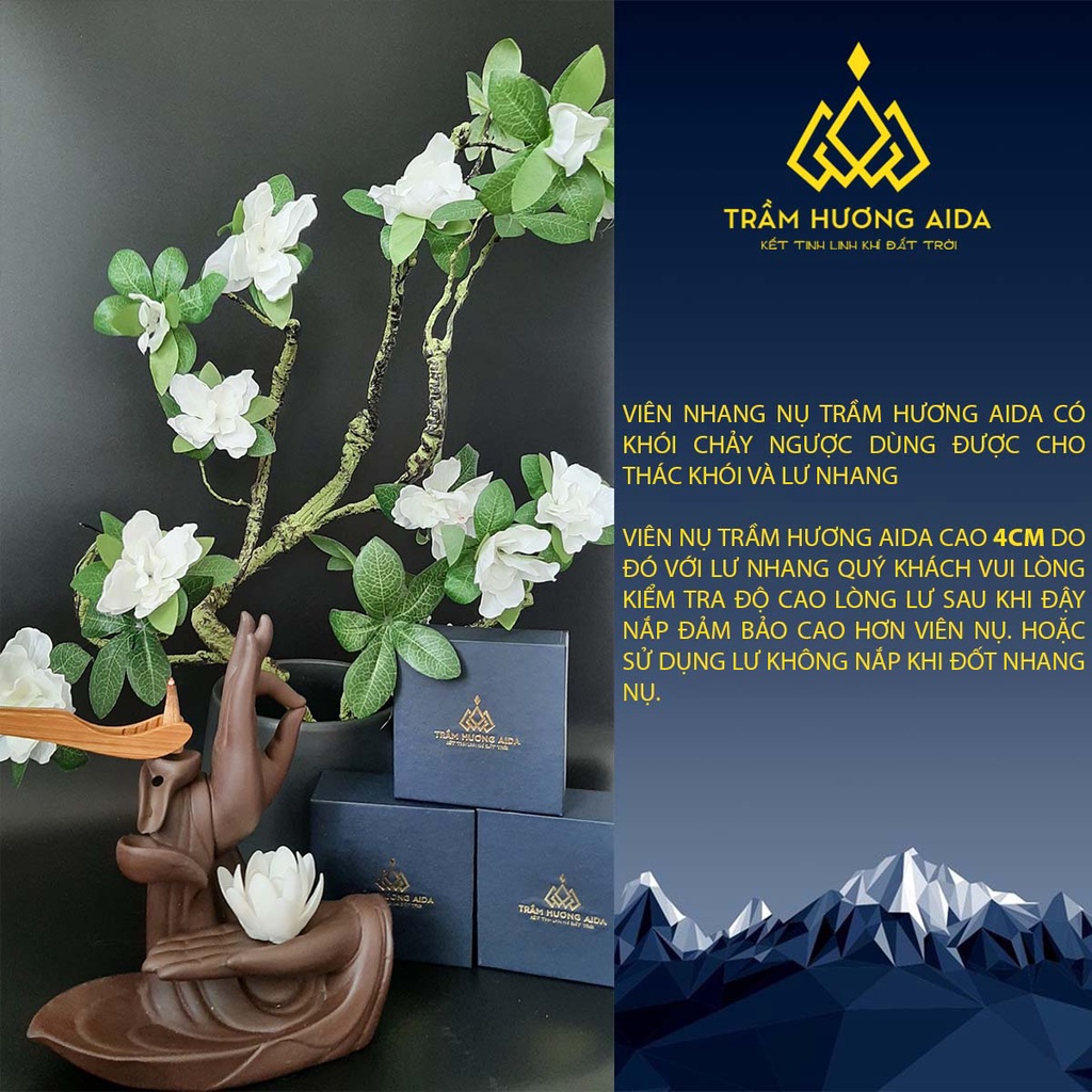 Nhang nụ TRẦM HƯƠNG AIDA cao cấp Tự Nhiên Thơm Sạch 100%  không hóa chất - 66 viên/ 1 hộp