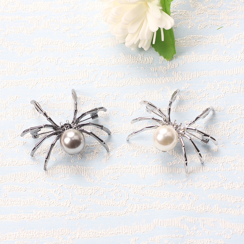 Ghim Cài Áo Hình Nhện Đen Đính Ngọc Trai Thời Trang Hàn Quốc