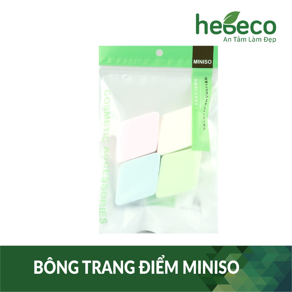 Set 4 Miếng Mút Trang Điểm Tiện Lợi Hinh Thoi MINISO