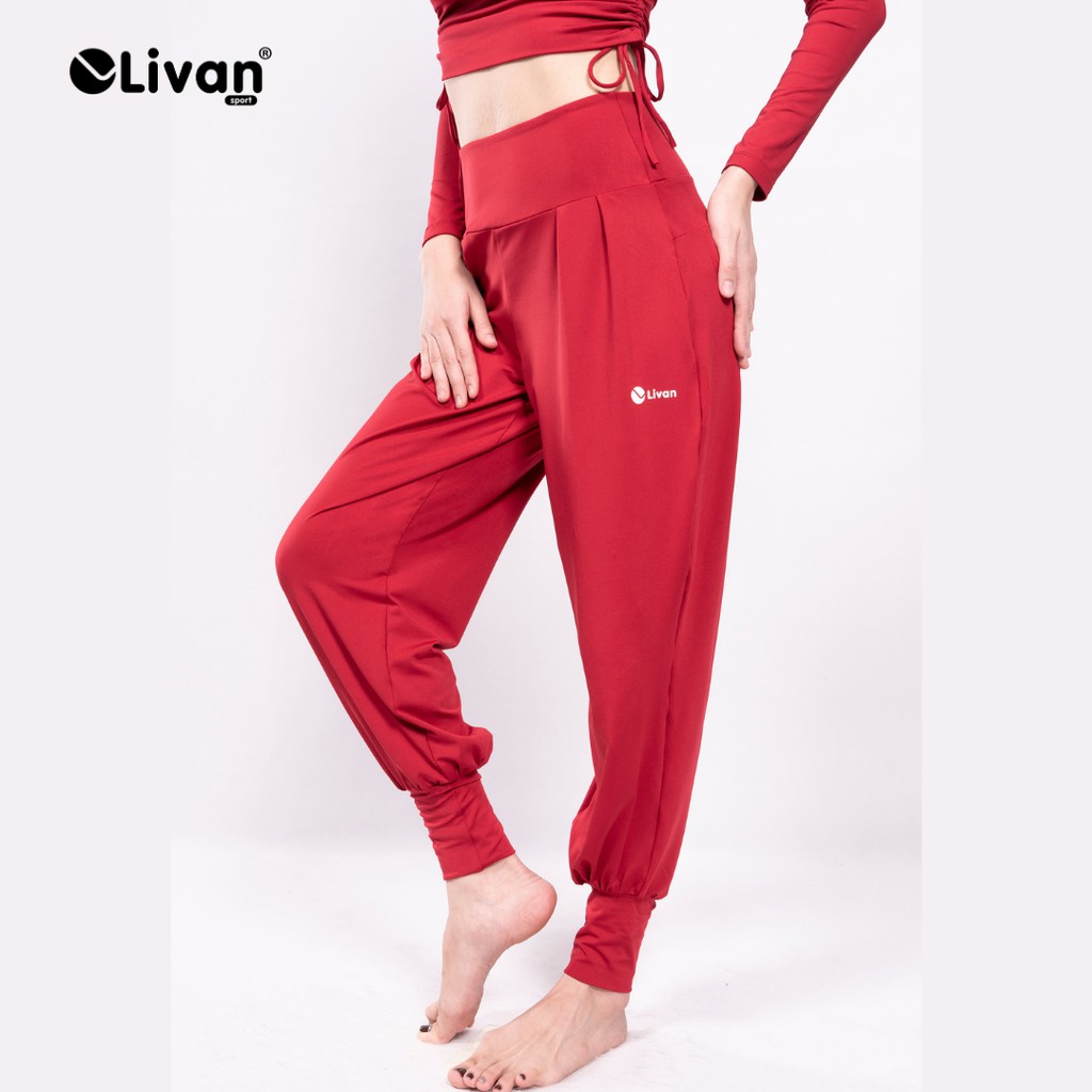 Bộ Tập Yoga Iris Áo Croptop Dài Tay & Quần Alibaba Livan Sport Tặng Kèm Mút Ngực Cao Cấp