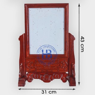 Khung ảnh thờ gỗ Hương đục chiện chân 21x31