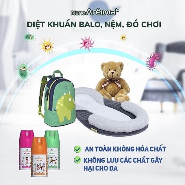 Sale XỊT KHUẨN ĐỒ CHƠI CHO BÉ NANO AREIWA: vệ sinh đồ chơi không cần rửa nước