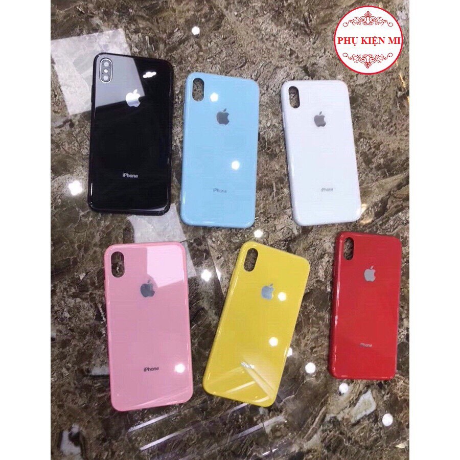 [Freeship toàn quốc từ 50k] IPHONE 6-> XS MAX ỐP LƯNG DẺO BÓNG TÁO VIỀN MÀU GIẢ KÍNH TUYỆT ĐẸP