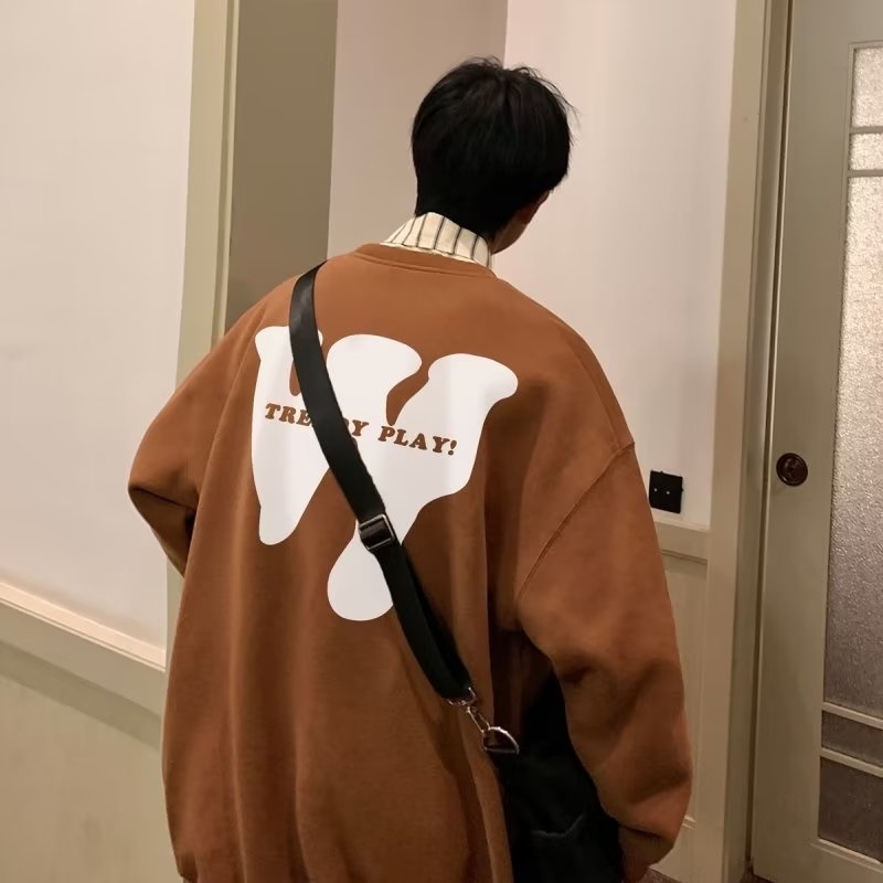 Áo Sweater Cổ Tròn Dáng Rộng In Họa Tiết Đơn Giản Thời Trang Xu Hướng Đường Phố Có Size Lớn M-8XL