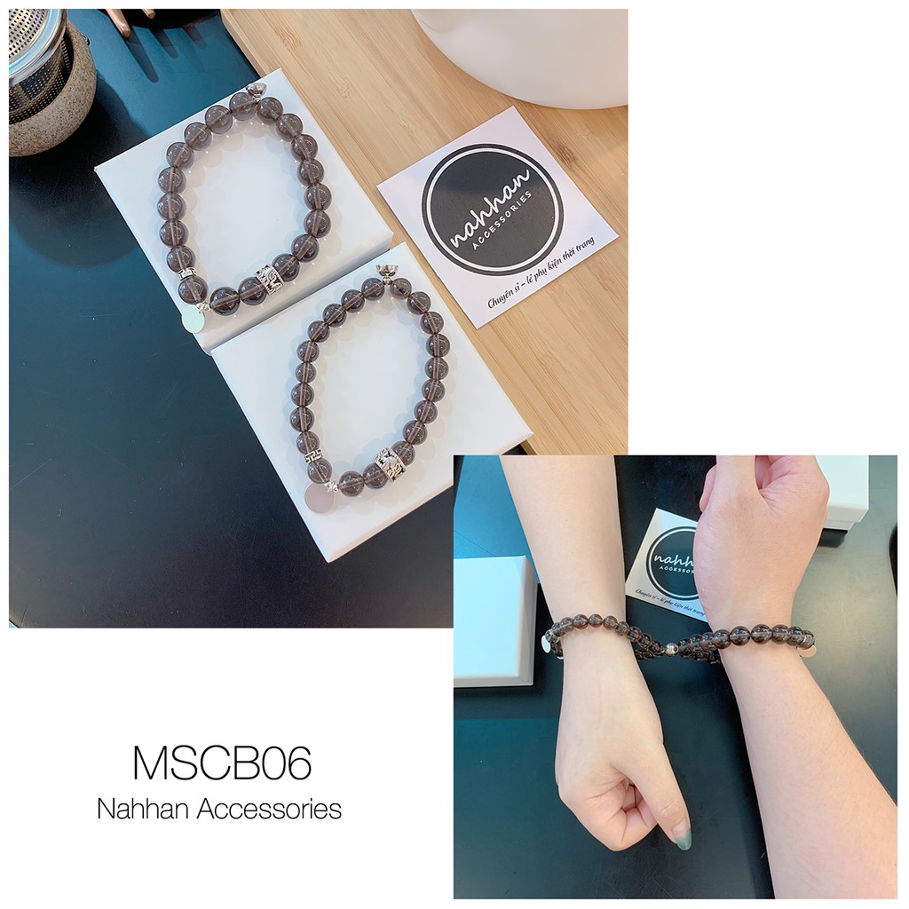 (MSCB06) (Ảnh thật) Vòng tay đôi dành cho nam và nữ chất liệu Đá tự nhiên & Bạc 925 (có nam châm hút)