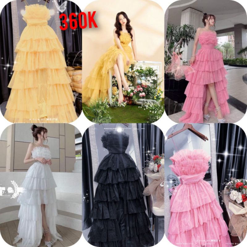 váy voan đi tiệc - chụp hình ngoại cảnh