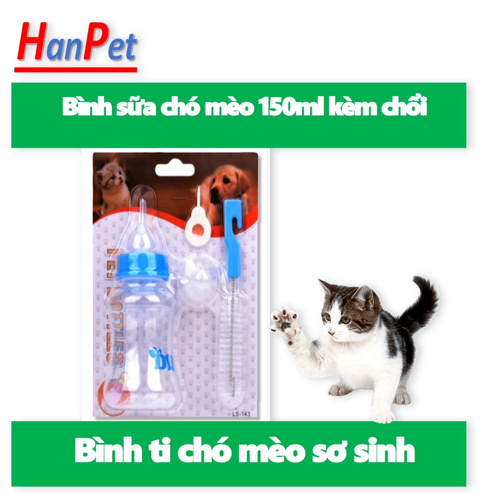 Hanpet.GV- BÌNH SỮA chó mèo ( 4711693) bình 150ml+120ml cho chó mèo- bình ti cho chó mèo sơ sinh