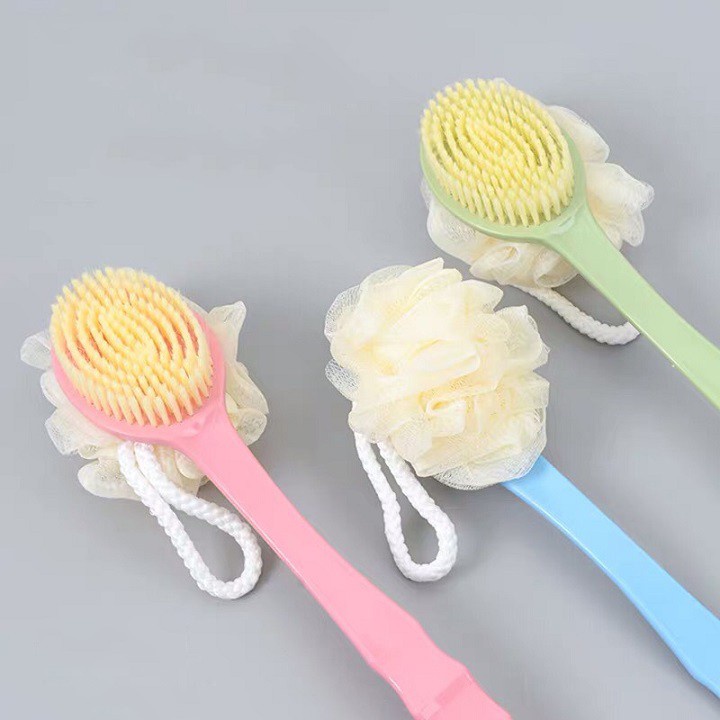 Cây Cọ Lưng Tắm 2 Trong 1 Gồm 1 Đầu Cọ Lưng 1 Đầu Bông Tắm Cây Bông Tắm 2 Đầu Tiện Dụng