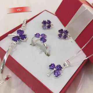 Bộ trang sức bạc ta cỏ 3 lá .