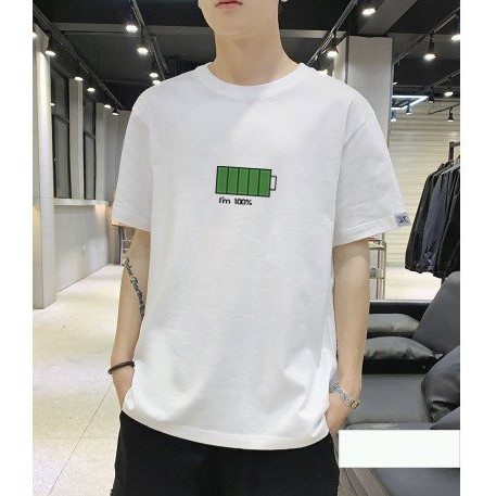 Áo phông nam hình Pin 100% năng lượng 100% cotton co giãn 4 chiều TBSA02