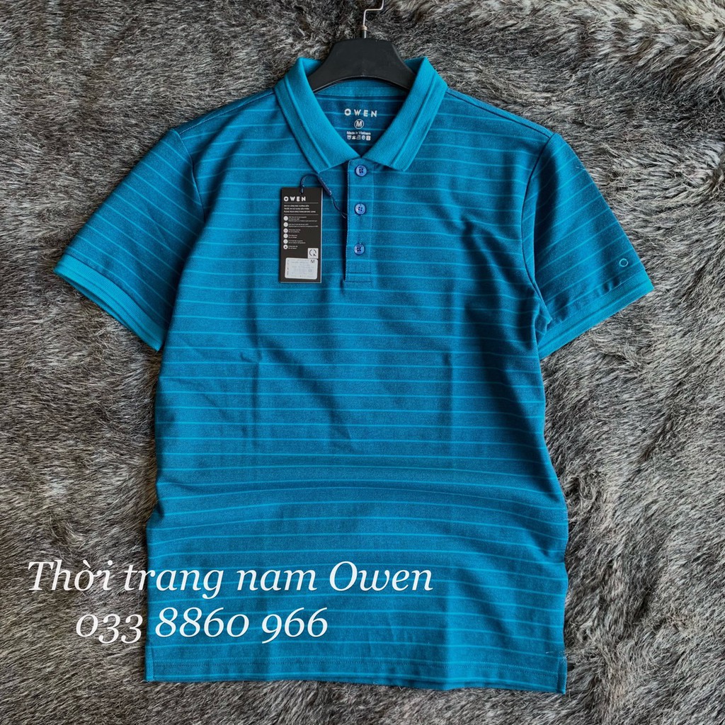 OWEN - Áo polo nam Owen màu xanh sọc ngang 21875 - Áo thun ngắn tay có cổ nam