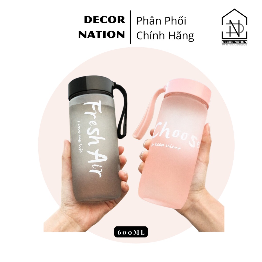 Bình Nước Nhựa Chịu Nhiệt Chống Tràn Matte 600ml Nhiều Màu | Bình Nước Học Sinh