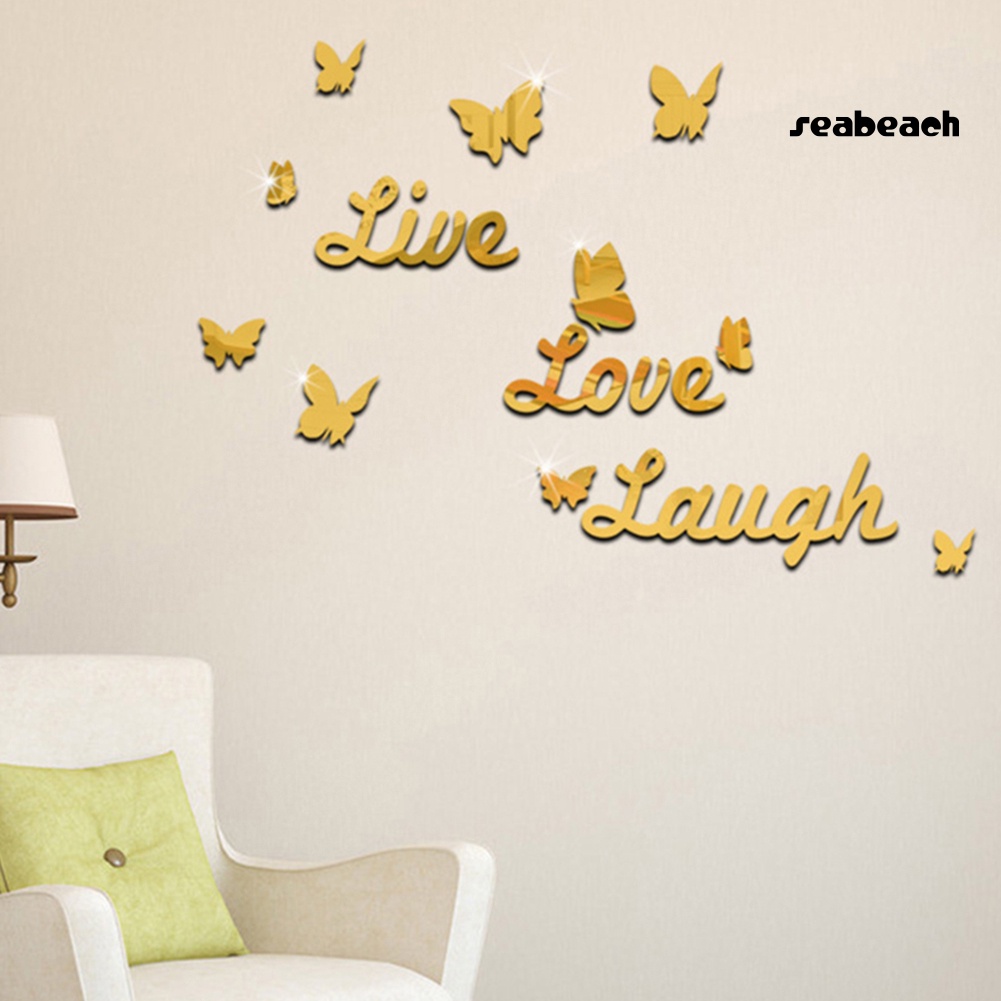 Miếng Dán Tường Trang Trí Hình Bướm Và Chữ Live Love Laugh 3d Diy