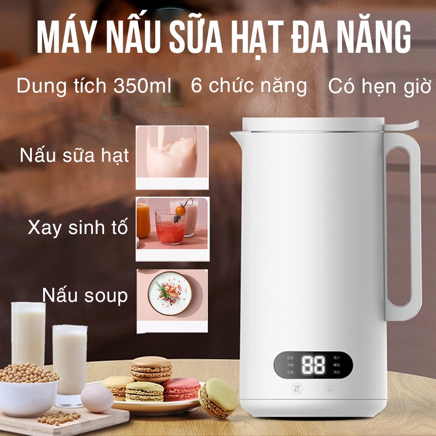 Máy Nấu Sữa Hạt Đa Năng Máy Xay Sữa Hạt Làm Sữa Đậu Lành Dung tích 350ml Xay Nhuyễn Kết Hợp Nấu