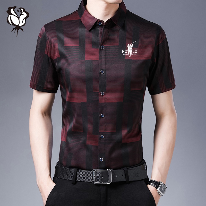 Áo Sơ Mi Nam Ngắn Tay Sọc Cotton Mới