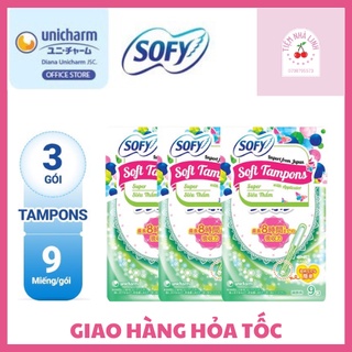 Băng vệ sinh sofy tampon gói 9 que-combo 3 gói