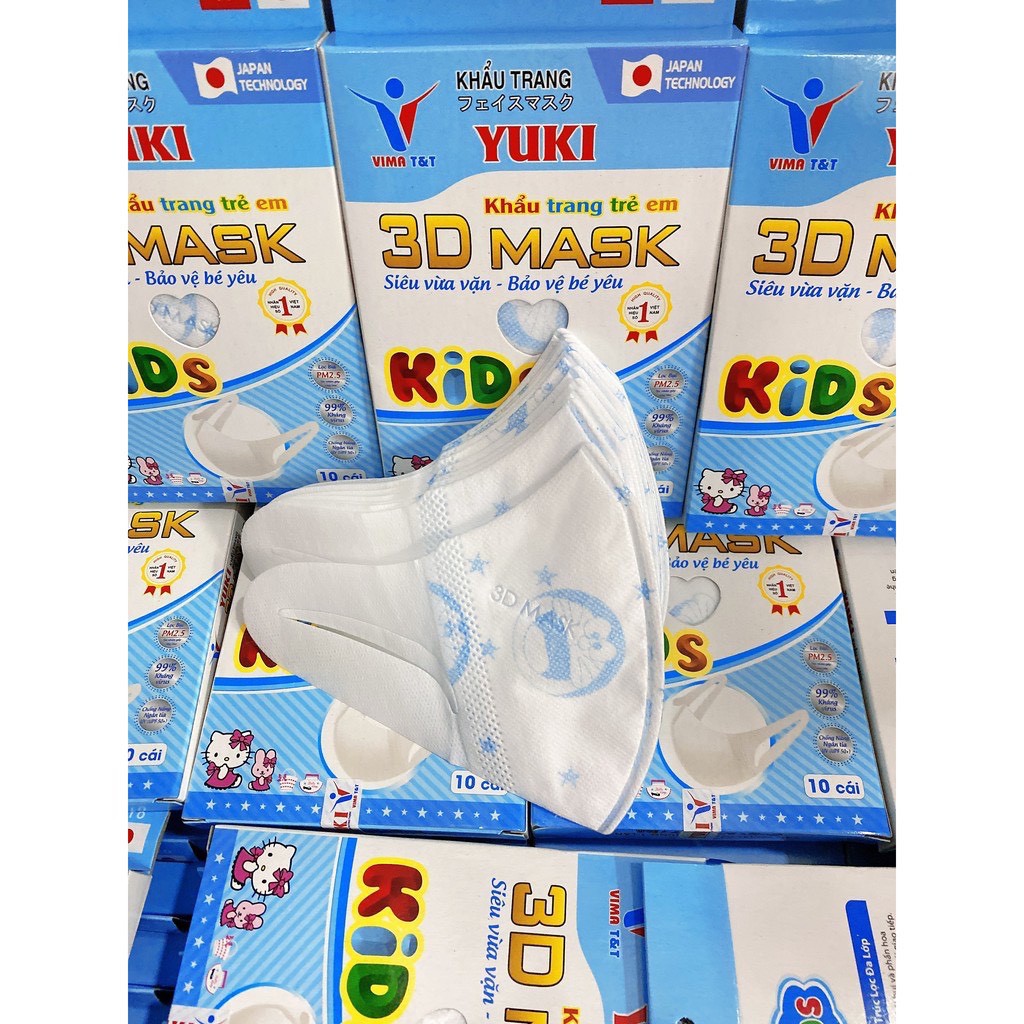 Khẩu trang Trẻ Em từ 4 đến 12 tuổi Yoki 3D Mask Kids hộp 10 cái