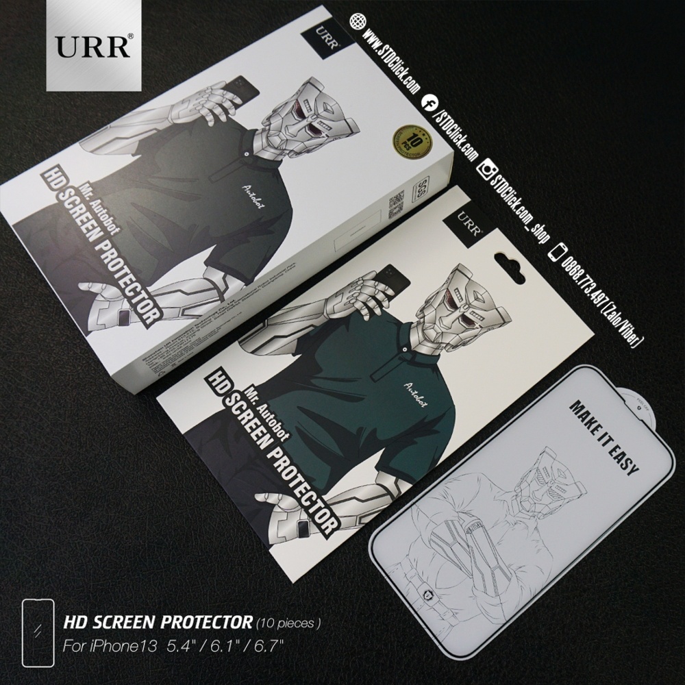 KÍNH CƯỜNG LỰC IPHONE 13 - 13 PRO - 13 PRO MAX URR AUTOBOT HD SCREEN CHÍNH HÃNG