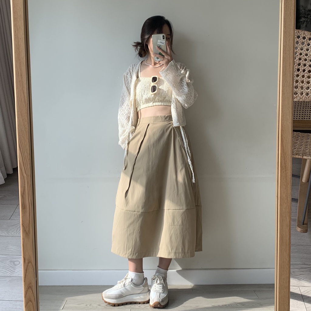 Chân váy nữ midi vải thô mềm LOLLIE STUDIO TKC16