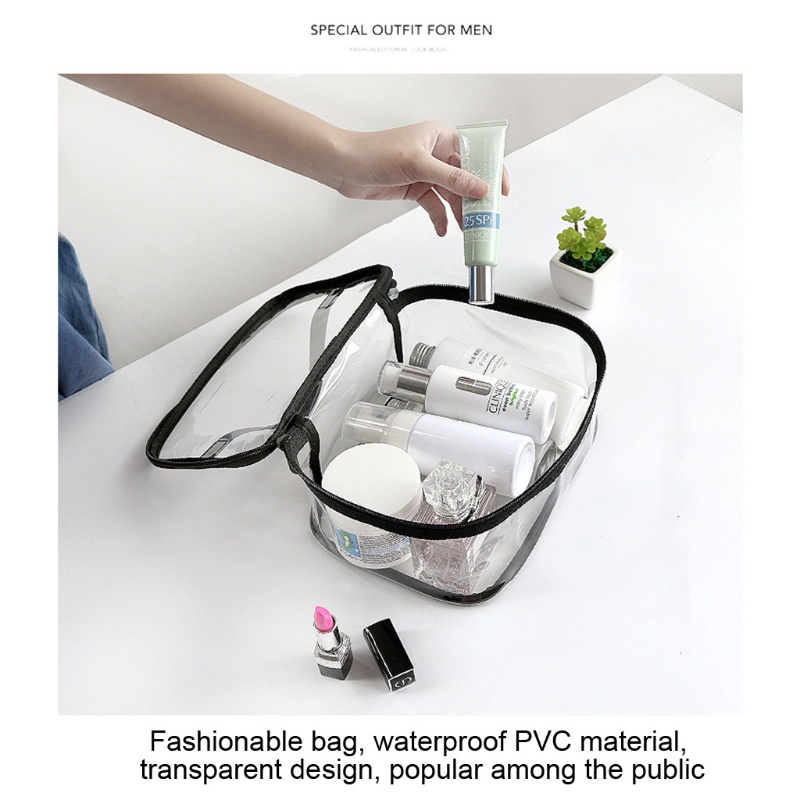 Túi Đựng Mỹ Phẩm Bằng PVC Trong Suốt Chống Nước Có Khóa Kéo Tiện Dụng Mang Theo Du Lịch